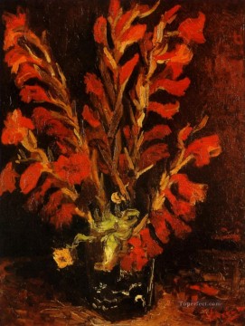  Vincent Pintura Art%C3%ADstica - Jarrón con gladiolos rojos Vincent van Gogh